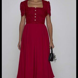 NWT self-portrait Lace and crepe midi dress